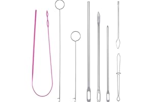Sewing Loop Kit,8pcs Includes Easy and Quick Flexible Drawstring Threaders Turner Hook Metal Tweezers Replacement Needle Thre