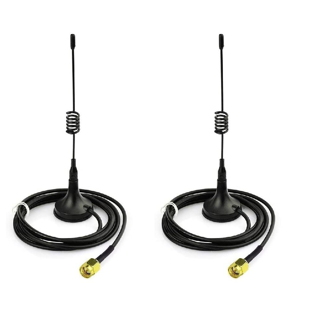 Fasizi 2Pcs 433 MHz Unity Gain Omni, 5.5 Inches Antenna with Magnetic Base and Male SMA Connector Impedance 50 Ohms - 5DBI