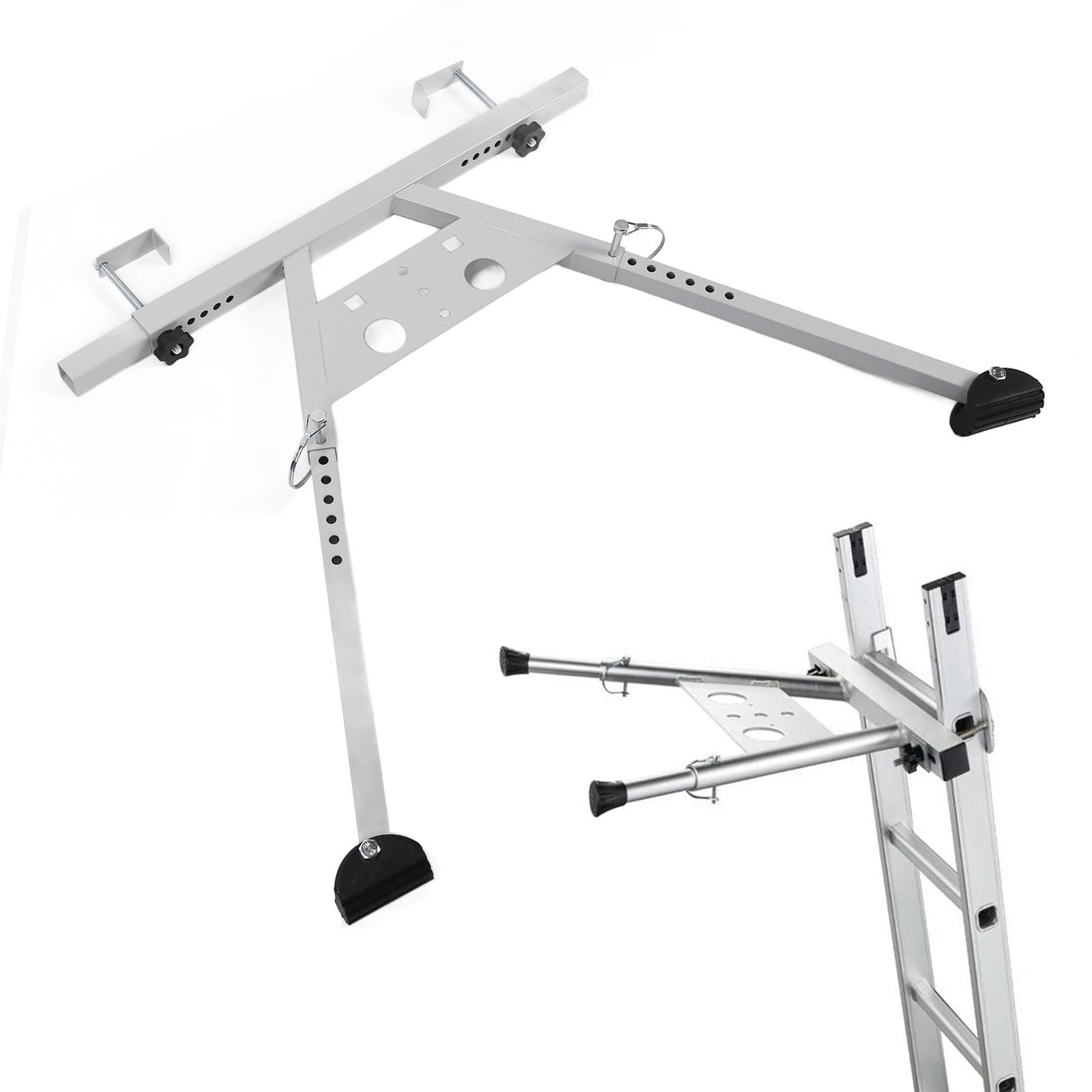 Ladder Stabilizer, Adjustable 380lb Load Capacity Roof Ladder Standoff with Non Slip Rubber Bottom Pad, Heavy Duty Ladder Stabilizer for Roof Gutters