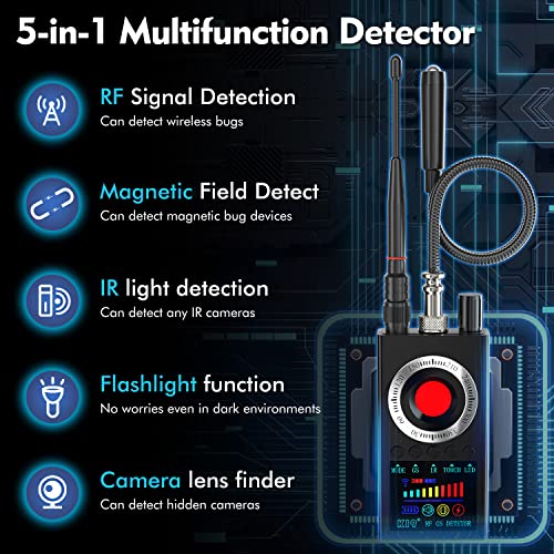 FOWARD GAUSS Hidden Camera Detector, Anti-Spy Detector, Handheld RF Scanner, RF Signal Detector, Interception Device Detector, GPS Detector for Locators