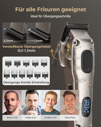 VGRPRO Professional Hair Trimmer for Men, Wireless Hair Clipper, Professional Hair Trimmer, Men's Hair Trimmer and Trimmer Set, Electric Trimmer for Men with Package Box (Silver)