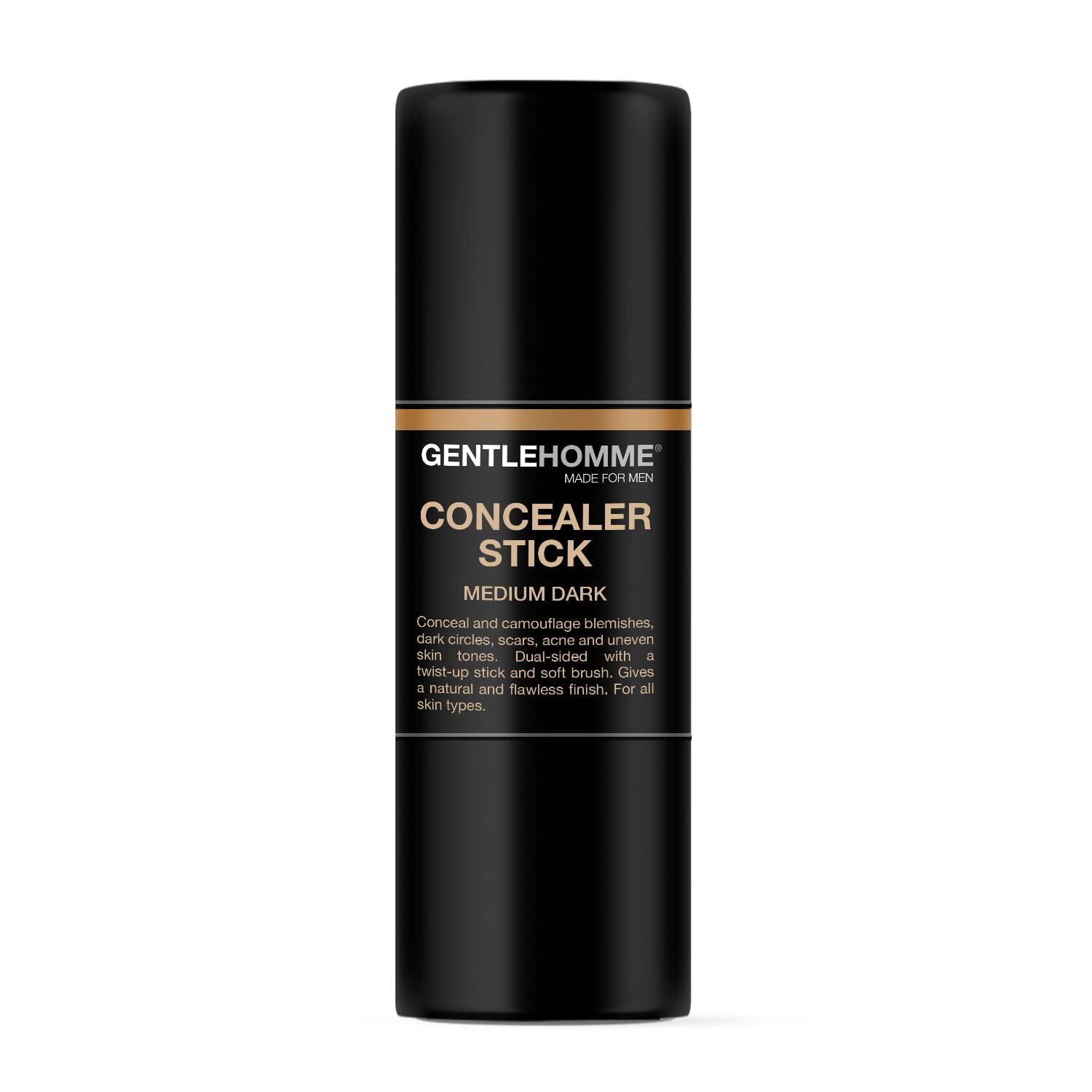 Gentlehomme Concealer Stick with Brush for Men - Eraser Dark Circles - Men’s Multi-Use Concealer - Dual Sided Full Coverage with Soft Brush- Buildable Coverage Makeup - All Skin Type - (Medium Dark)