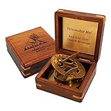 Engravable Small Brass Sundial Compass with