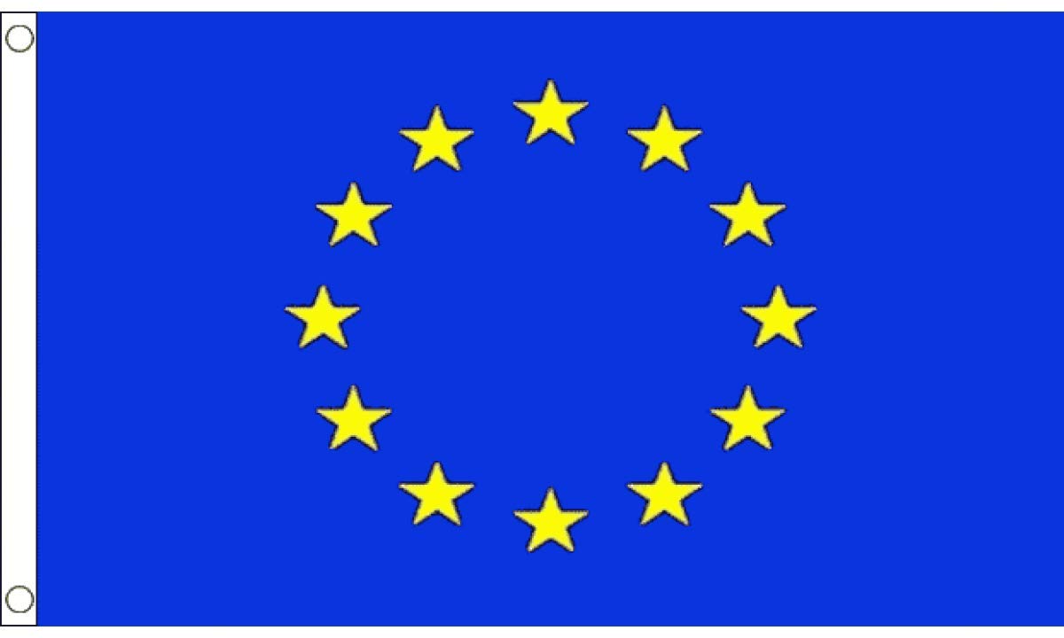 5ft x 3ft (150 x 90 cm) European Union EU Euro Blue Star Emblem 100% Polyester Material Flag Banner Ideal For Club School Business Party Decoration