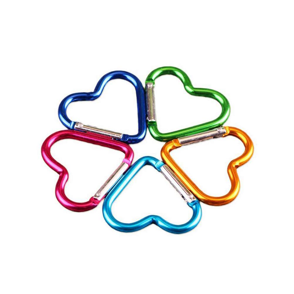Bamboopack 10PCS Heart Shaped Carabiners Heavy Duty Aluminum Carabiner Quick Clip Aluminum Spring-loaded Gate Clip Hook Keychain Buckles Outdoor (Mixed Color)