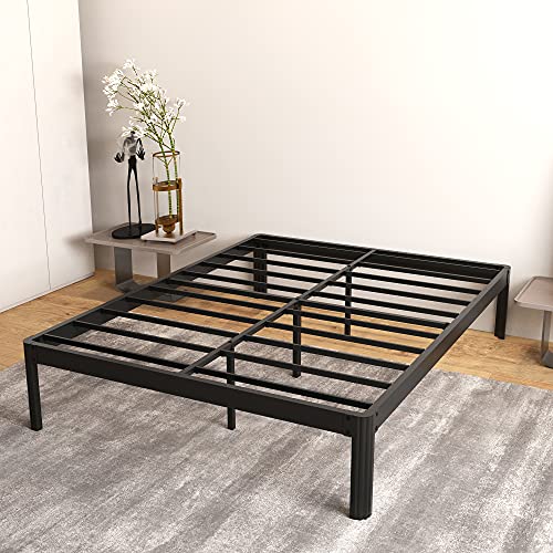 COMASACH Queen Size Bed Frame with Round Corner and CylinderShaped Leg