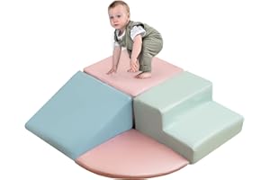 MOOITZ Foam Climbing Blocks for Toddlers, 4pcs Climbing Toys for Toddlers for Climb,Crawl and Slide, Toddler Climbing Toys Indoor for Nursery, Living Room, Children's Room (Pink)