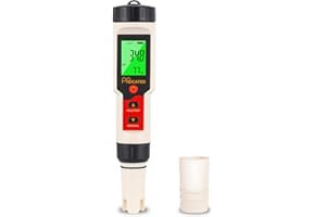 Digital Salinity and pH Tester for Saltwater Pool, HOICATED 5 in 1 pH Salt TDS EC Temp Meter for Swimming Pool Water, Accurate Salt Tester for Saltwater Aquariums, PPM and EC Meter for Hydroponics