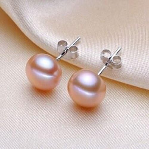QQZEAL AAAAA grade Freshwater Button Pearl with Sterling Silver Earring Studs very bright and no flaw (with gift box) (12mm, 5A grade bright pink)