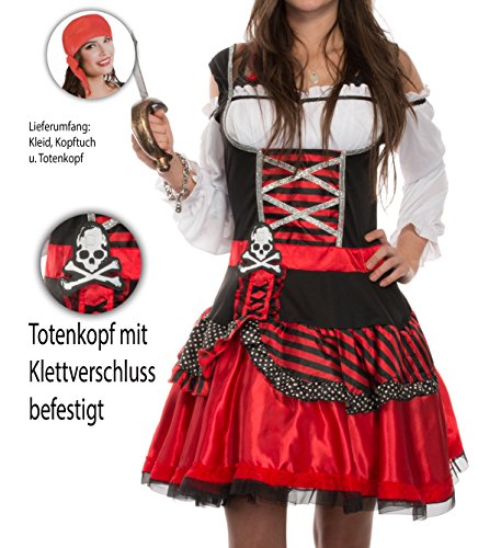 Brandsseller Damen Verkleidung Kostüm Piratin - enthält Kleid und Piratenkopftuch - für Karneval Fasching Halloween - L… – Bild 6