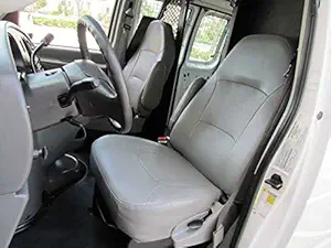 Durafit Seat Covers Made to fit E-Series Van Captain Chairs with One Armrest Per Seat, Exact Fit Seat Covers in Dark Gray Leatherette. NOT for RV's