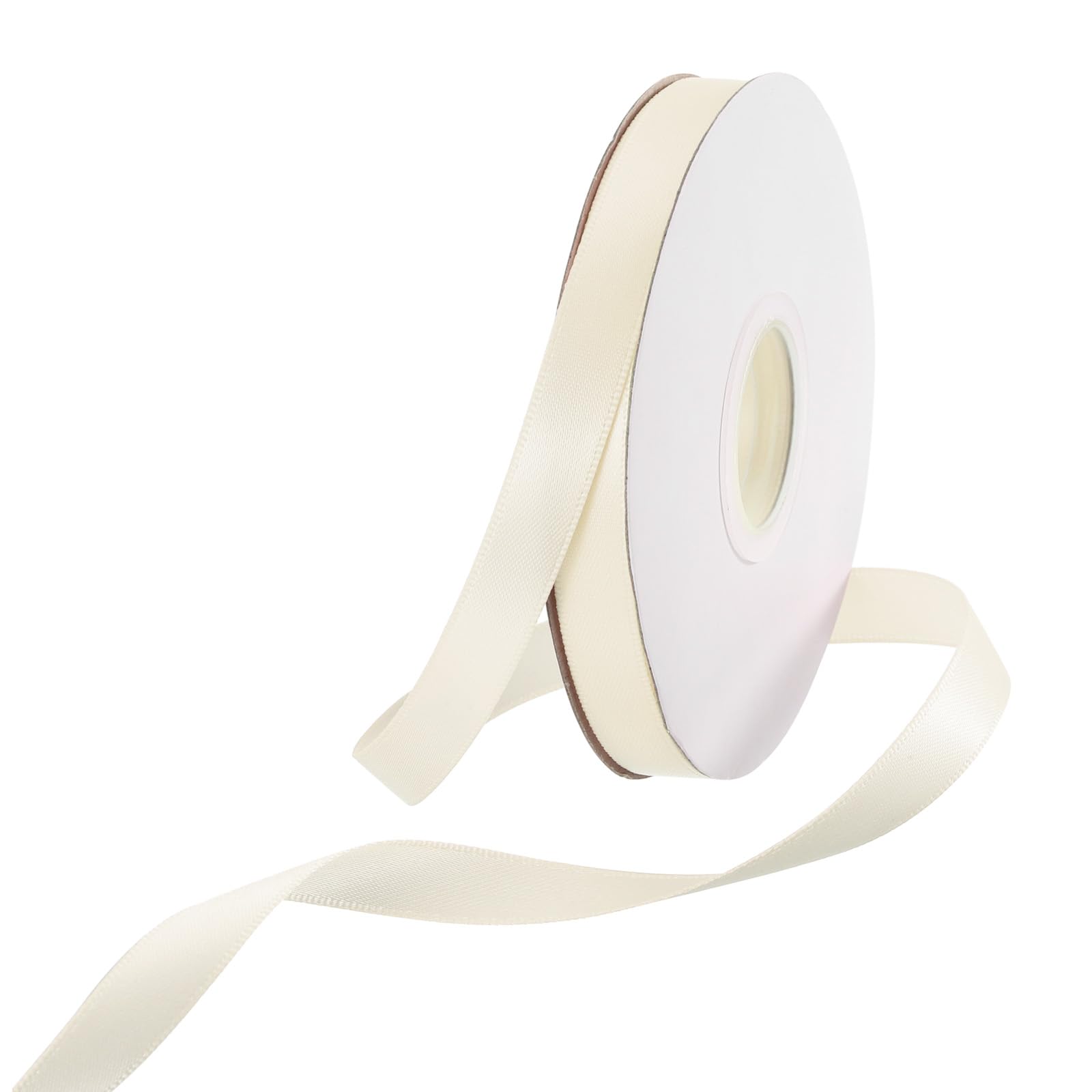 Rebower 10mm Satin Ribbon 46m Thick Double Face Grosgrain Silk Ribbon, [for Gift Wrapping, Hair Bows, Wedding, Cake, Flower] - 50 Yard/150ft/ Cream White