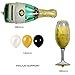 UTOPP Happy Birthday Letter Party Balloons Banner, Gold Decoration Party Supplies Champagne Bottle Goblet Big Foil Mylar Foil Balloons Thick Latex Balloons Gold Black White for Party Decoration
