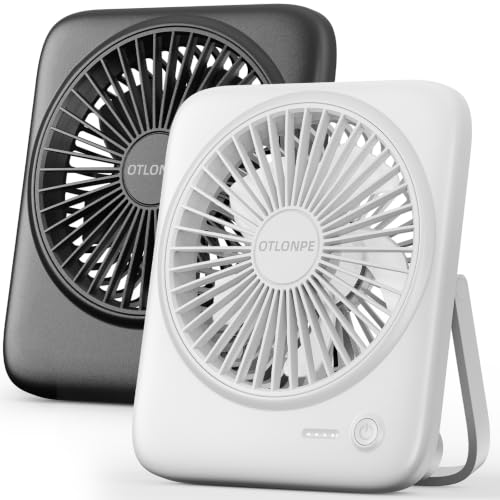 Otlonpe Persönlicher tragbarer Tischventilator, 4000 mAh, klein, wiederaufladbar, tragbar, batteriebetrieben und USB-betrieben, für Reisen, Schlafen,