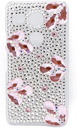 Aidocrystal New Design Rhinestone Back Hard Protective Case Cover for LG Nexus 5x (five pink)
