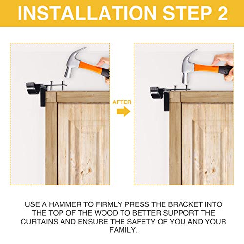 image for LIUMY Single Curtain Rod Brackets - Black, 2 pair 4 PCS Curtain Rod Ho