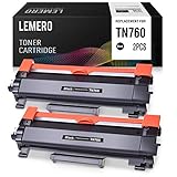 LEMERO (with IC CHIP) Compatible Brother TN760 TN730 High Yield Black Toner Cartridge - for Brother HL-L2350DW HL-L2395DW DCP-L2550DW MFC-L2710DW MFC-L2750DW, 2 Pack