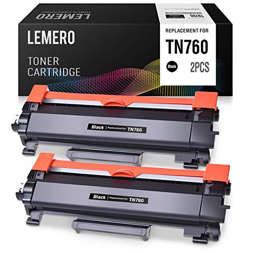 LEMERO Compatible Toner Cartridge Replacement for Brother TN760 TN730 High Yield - use with HL-L2350DW HL-L2395DW DCP-L2550DW MFC-L2710DW MFC-L2750DW (Black, 2 Pack)
