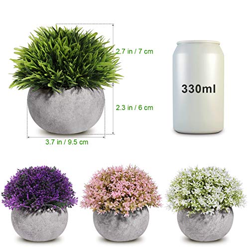 Homemaxs Fake Plants Mini Artificial Plants Potted 4 Pack Topiary