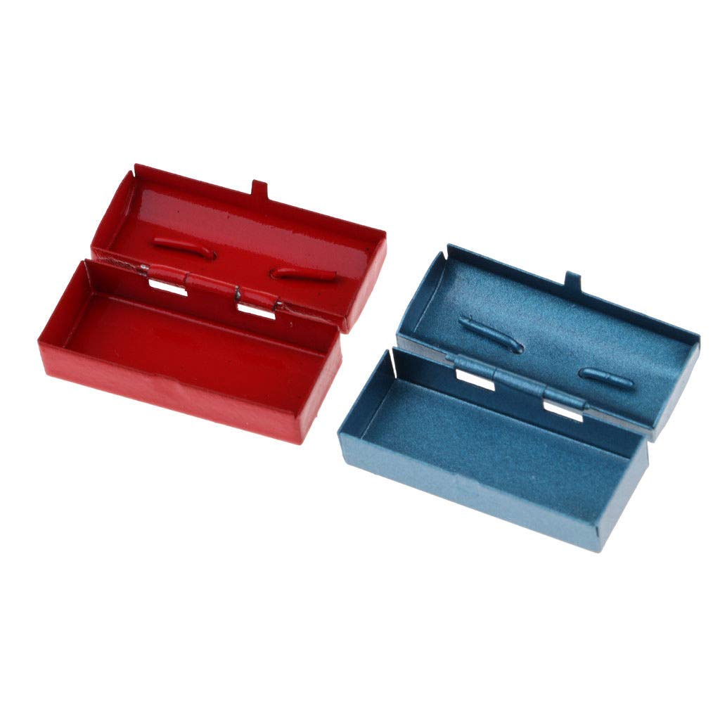 Amazon Com 2 Pieces 1 12 Scale Dollhouse Miniature Metal Tool Box
