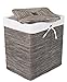 BirdRock Home Rustic Woven Wood Peel Laundry Hamper with Lid | Thin Weave Laundry Basket | Removable Liner | Dirty Clothes Storage Bin | Grey