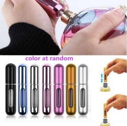 New 1pc 5ml Random Color Perfume Bottle Metal Shell Refillable Mini Travel Spray