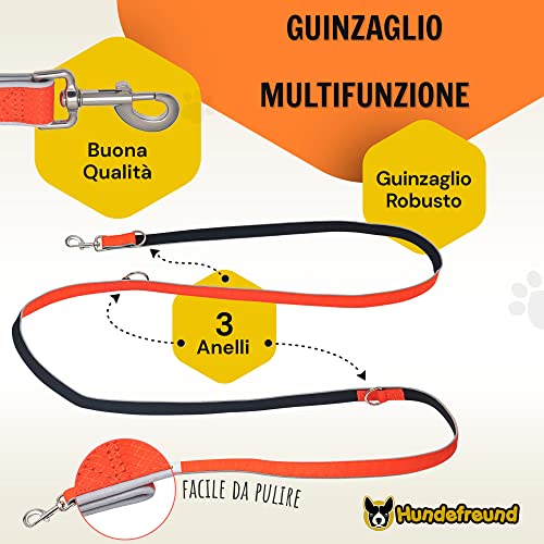 Hundefreund Multifunctional Leash (6 in 1) Adjustable 3M Hanging Reflective Dog Leash with 3 Rings for Medium and Large Dogs, Double Shoulder Leash and Sports Leash