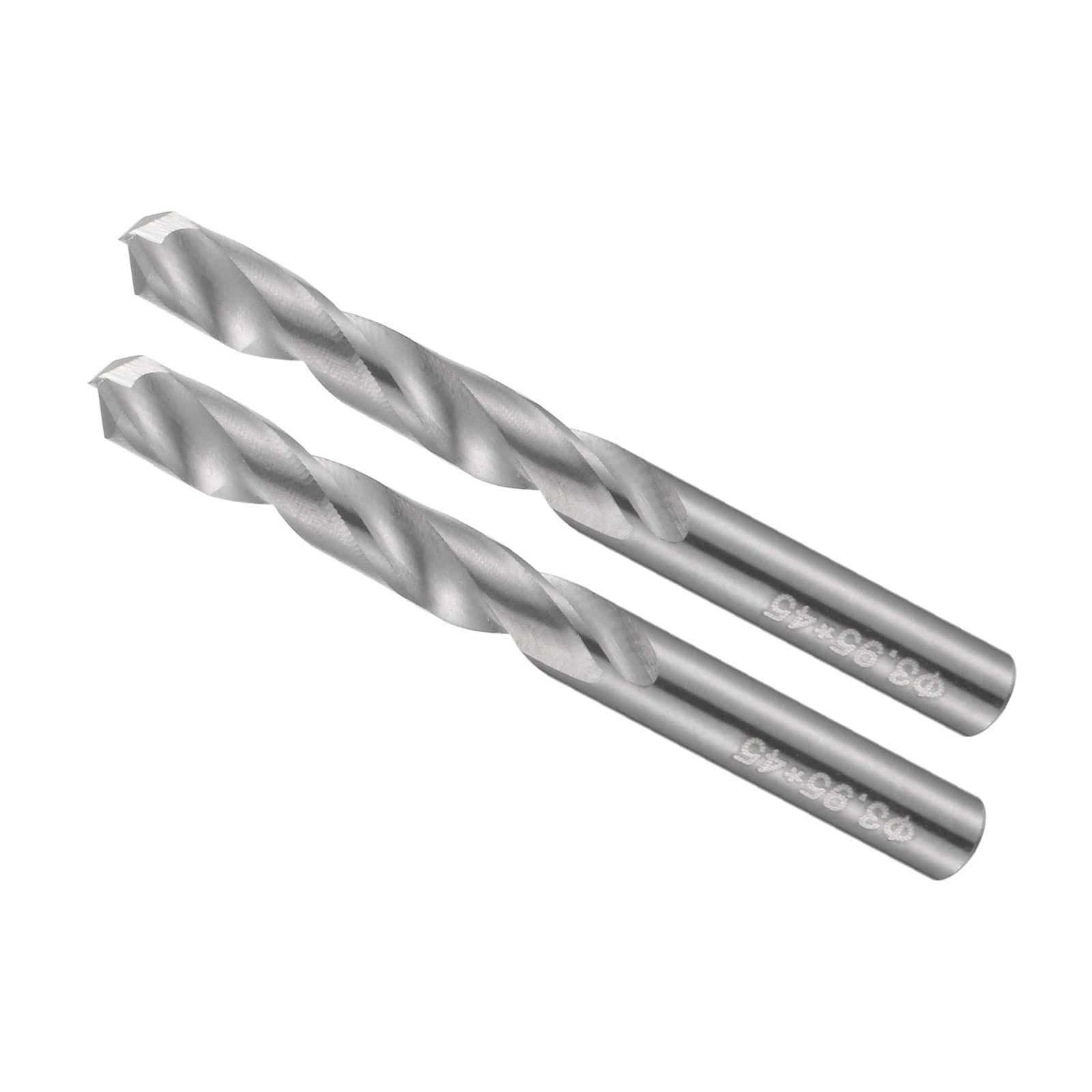 CoCud Solid Carbide Drill Bits, 3.95mm Diameter, K35 Tungsten Carbide Precision Short Length Twist Drill Bits - (Applications: for Stainless Steel Alloy Metal), 2-Pieces