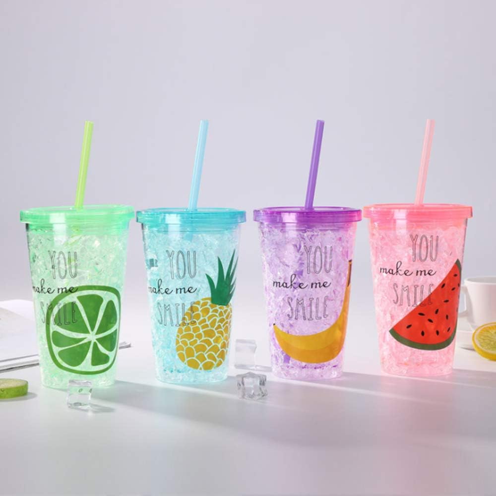 Wankd Drinkbeker 450 Ml Kunststof Beker Smoothie Beker Dubbelwandig Bpa Vrij Herbruikbaar Zomer Party Onderweg Biercocktail Met Rietje Deksel Met Schroefsluiting Blue Pineapple Amazon Nl