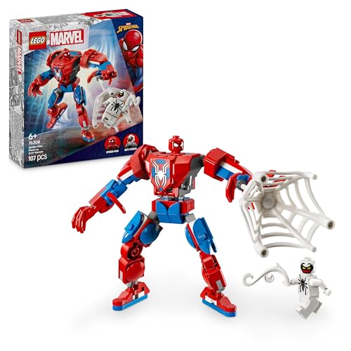 | Marvel Spider-Man Mech vs. Anti-Venom - Super Hero Figure Building Toy with 2 Minifigures for Imaginative Role Play - Gift for 6 Plus Year Old Boys and Girls 76308