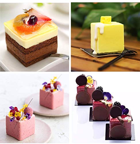3D Square Silicone Mold, Mousse Cake Baking Molds, Dessert Molds for Soap bar Candle, Jelly, Brownie, Cheesecake, Chocolate Truffle Pudding and Ice Cream Bombe, 8-Cavity (11.6 x 6.7 x 2.0 Inch)