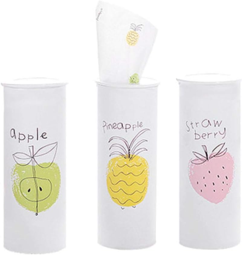 pliab Facial Tissue Cylinder Soft Paper Towel with Fruit Pattern Fragrance-Free Cleaning Tissue for Home Car（Pattern Random） Charming