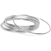 Loralyn Designs Thin Stainless Steel Bangle Bracelet Plain Round Set of 7