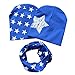 EFINNY Kids Boys Girls 3Pcs Set Stars Prints O-ring Scarf Neckerchief+Cute Beanies Caps