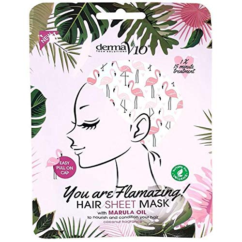 Derma V10 Flamingo Print Hair Mask, Pink, One Size