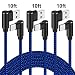 Type C Cable Fast Charging Cable 10ft 90 Degree USB C Charger Cable 3 Pack Nylon Braided Data Transfer Fast Charge Cord for Samsung Galaxy S9 S8 Plus, Note 9 8, Moto Z Z2,Nexus 6P/5X(Blue Black, 10ft)