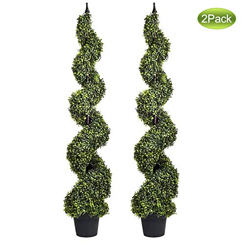 Wofair 2 Packs 5 Feet Artificial Spiral Topiary Trees for Home Decor