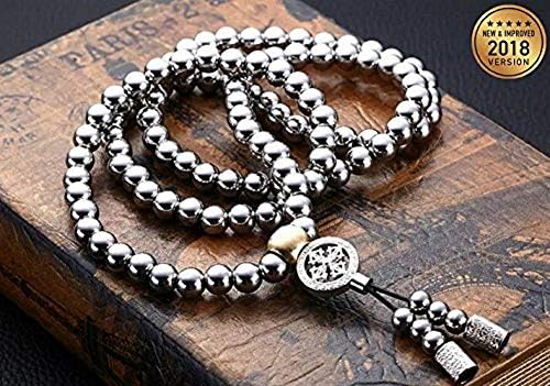 New 108 Buddha Beads Self Defence Stainless Steel Necklace Chain - NEW 2018 VERSION (Full Stainless Steel)
