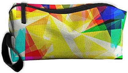 Bright-coloured Triangles Pattern Pattern Makeup Bag Printing Girl Women Travel Portable Cosmetic Bag Sewing Kit Stationery Bags Funny Storage Pouch Bag Multi-function Bag