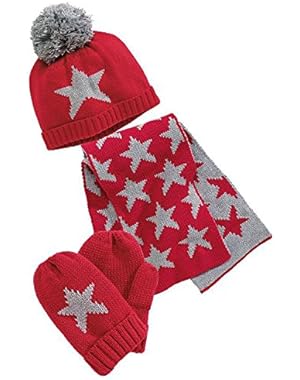 Baby Kid Boy Girl Winter Knitted Star Hat+Scarf+Gloves 3Pieces