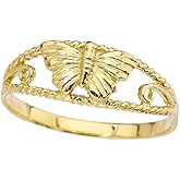 Animal Kingdom Elegant 10k Gold Butterfly Double Rope Ring