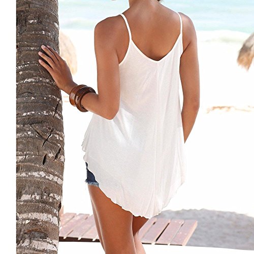 Elaco Women Tank Tops, Womens Sequins V Neck Chiffon Vest T-Shirt Ladies Summer Blouse (White, XL)