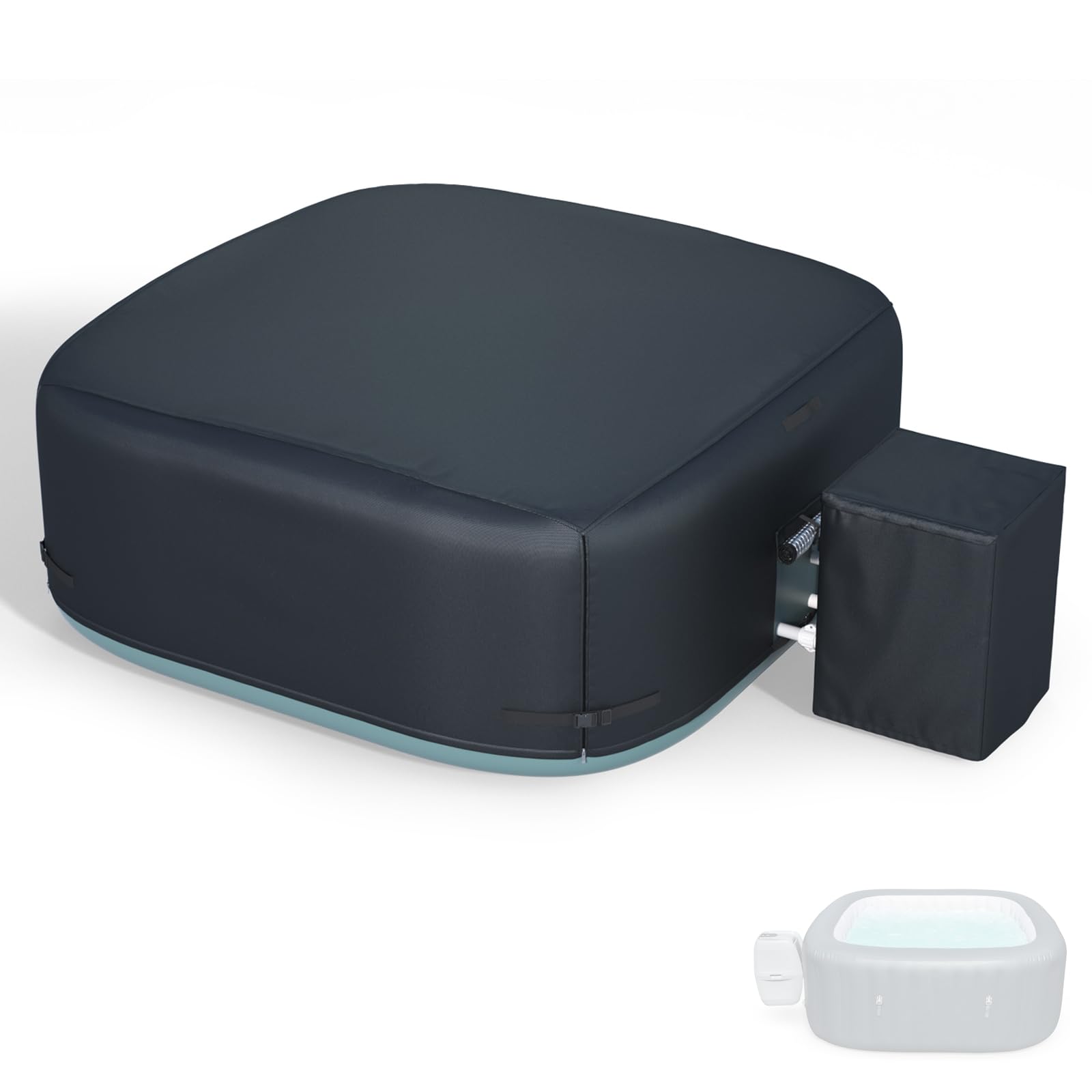 Photo 1 of XCZ hot tub Insulation Cover, Suitable for 71-inch Square hot tubs, Full Coverage, with Heat Pump Cover. Heat Preservation/Waterproofing/Sun Protection/dustproofing. Black