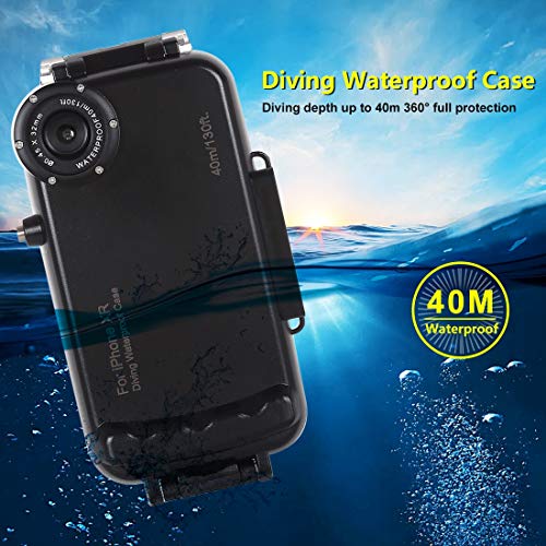 iPhone XR 40m/130ft Waterproof Diving Housing Photo Video Taking Underwater Cover Case (Black)