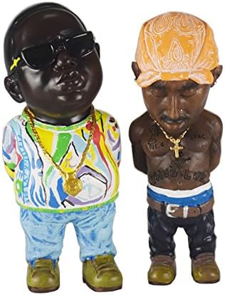 YANGRUI The Notorious B.I.G. Tupac Amaru Shakur Orange Bandana 2pac Biggie Smalls Statue (5.5)
