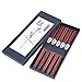 Antner 5 Pair Hardwood Chopsticks Hand-Carved Chopsticks with Gift Box