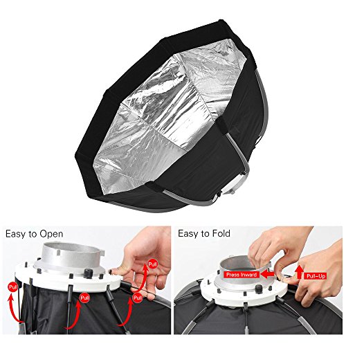 Andoer 55cm Faltbare 8-polige Octagon Studioblitz Softbox mit weichem Tuch Tragetasche Bowens Mount für Studio Strobe… – Bild 6
