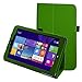 Mama Mouth PU Leather Folio 2-Folding Stand Cover for Insignia Flex 8 Bundle with Stylus - Green