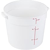 Restaurantware-Met Lux 6 Quart Food Storage Container, 1 White Storage Container - Lids Sold Separately, Red Volume Markers, Dishwashable Container, Side Handles, For Storing Foods