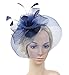 Urban CoCo Women's Elegant Flower Feather and Veil Fascinator Cocktail Party Hair Clip Hat (Navy blue)